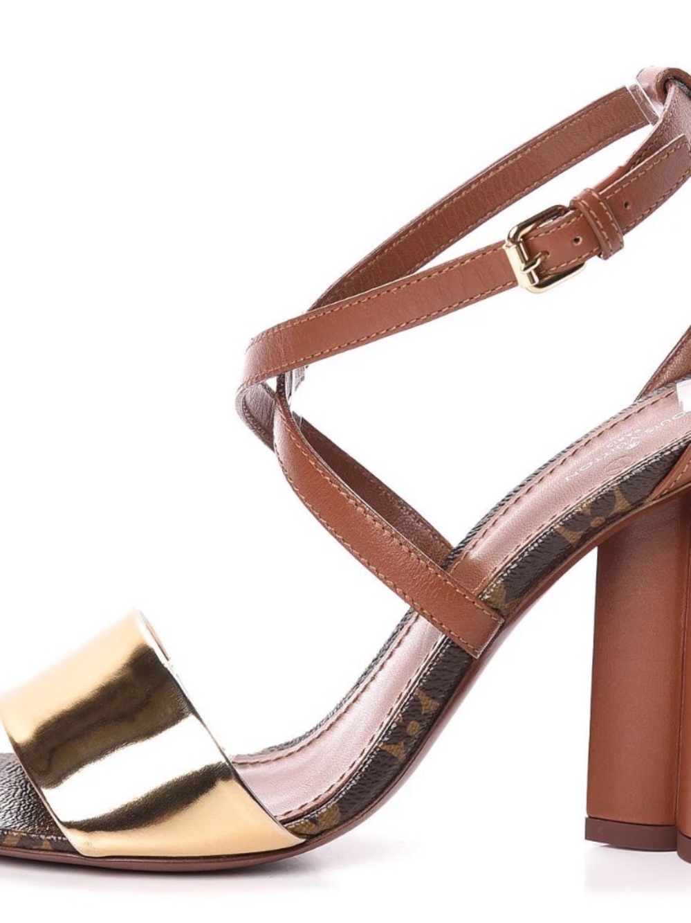 Louis Vuitton Calfskin Monogram Odyssey Heeled Sandals 38